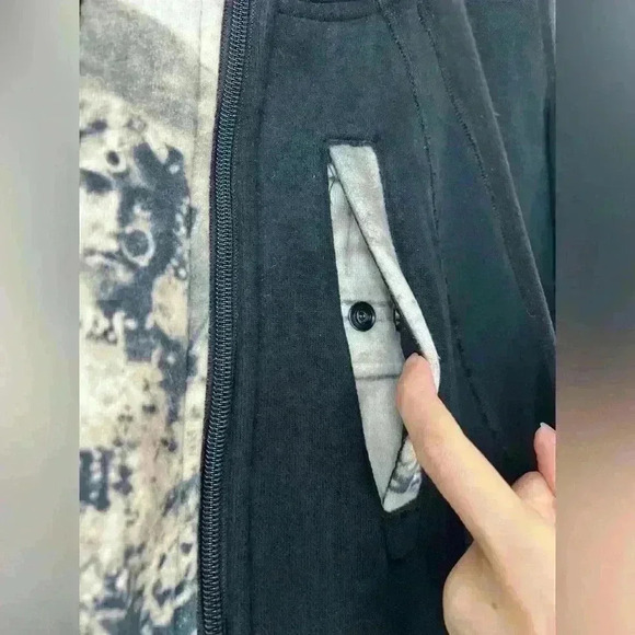 Vintage Lululemon Womens Black Abstract India Scuba Hoodie Summer Casual 10 - Picture 10 of 15